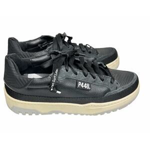 P448 Olli Black Leather Lace Up Low Top Sneaker Made in Italy Men 6 Wmns 7.5